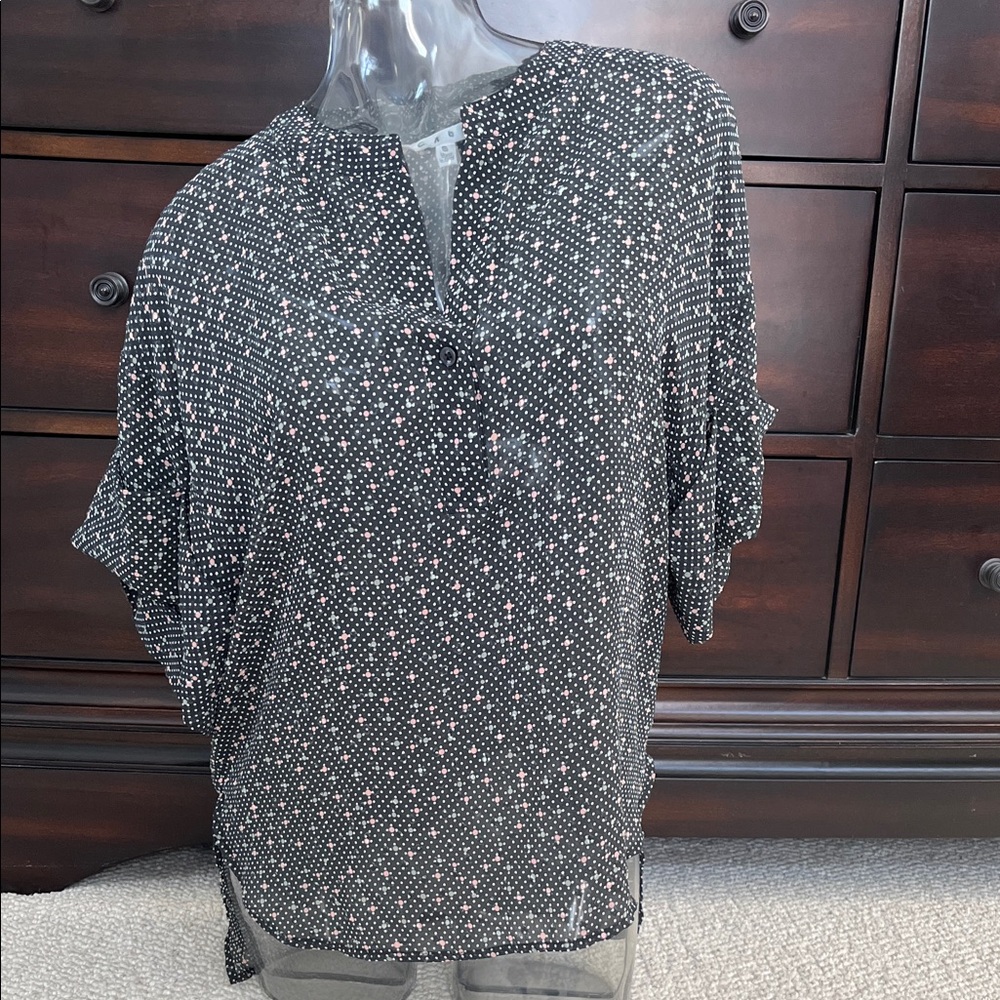 CAbi Black and White Patterned Blouse
